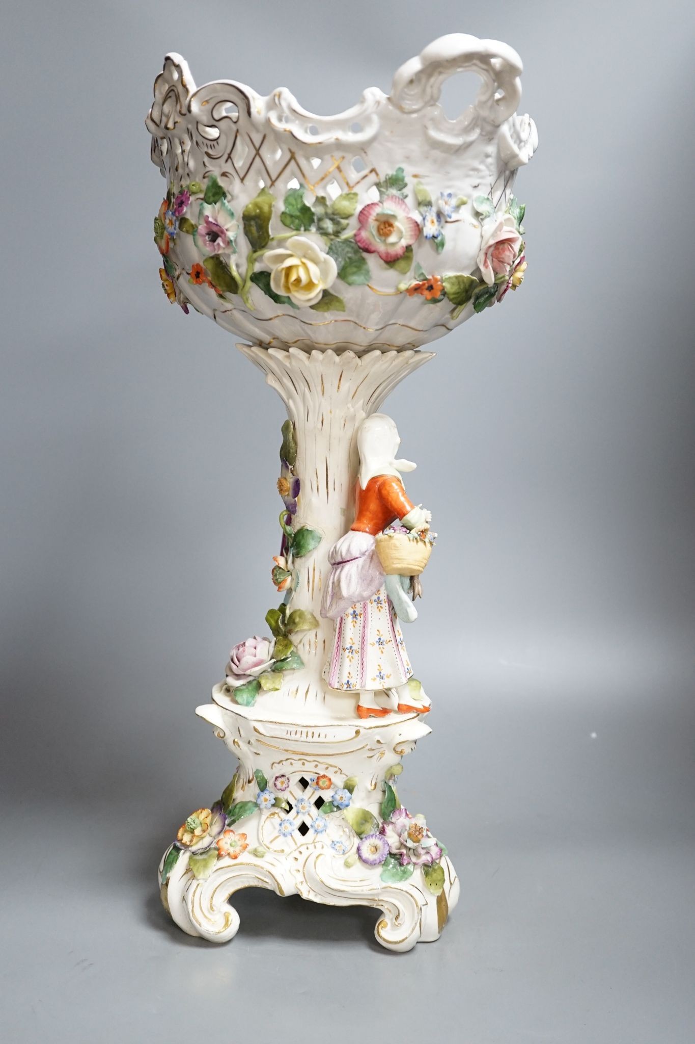 A Sitzendorf porcelain figural centrepiece, 49cm